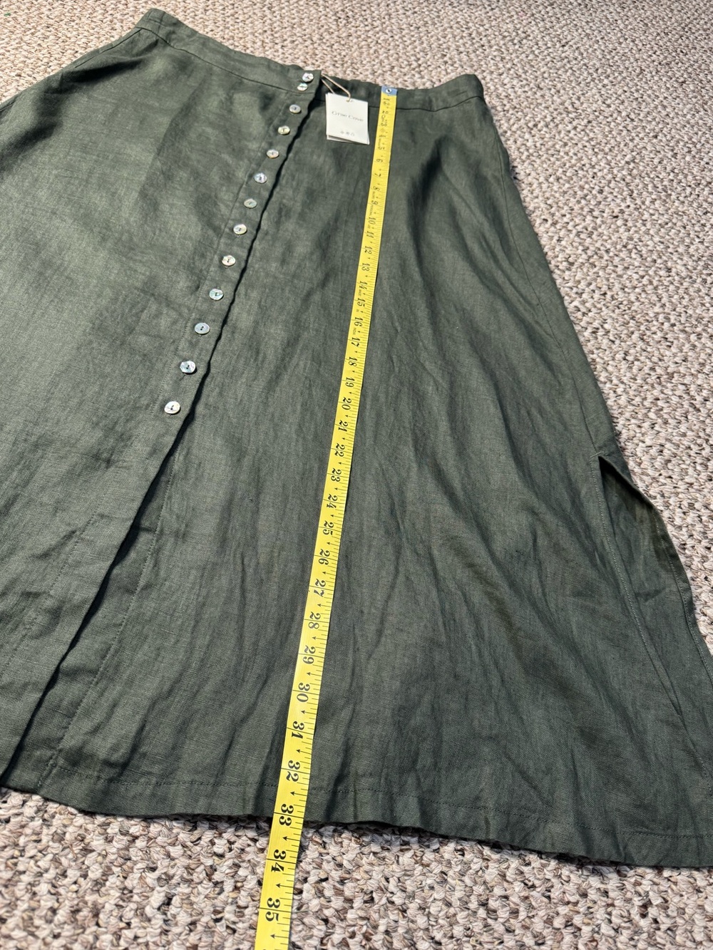 High-Rise Button-Front A-Line Maxi Skirt - Green - Picture 10 of 11